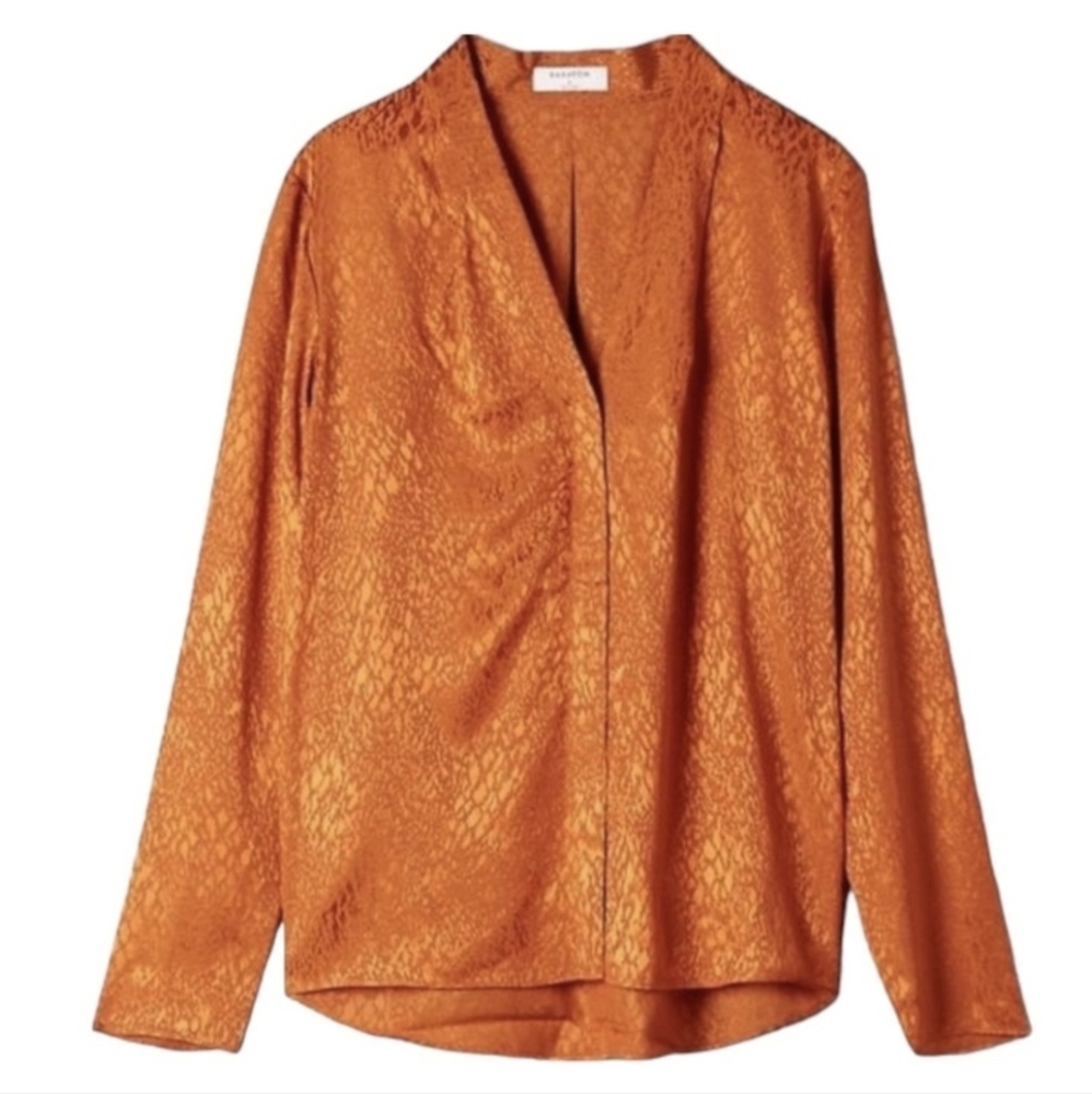 ARITZIA BABATON Orange Snake Print Satin Power Blouse Size - Picture 1 of 8